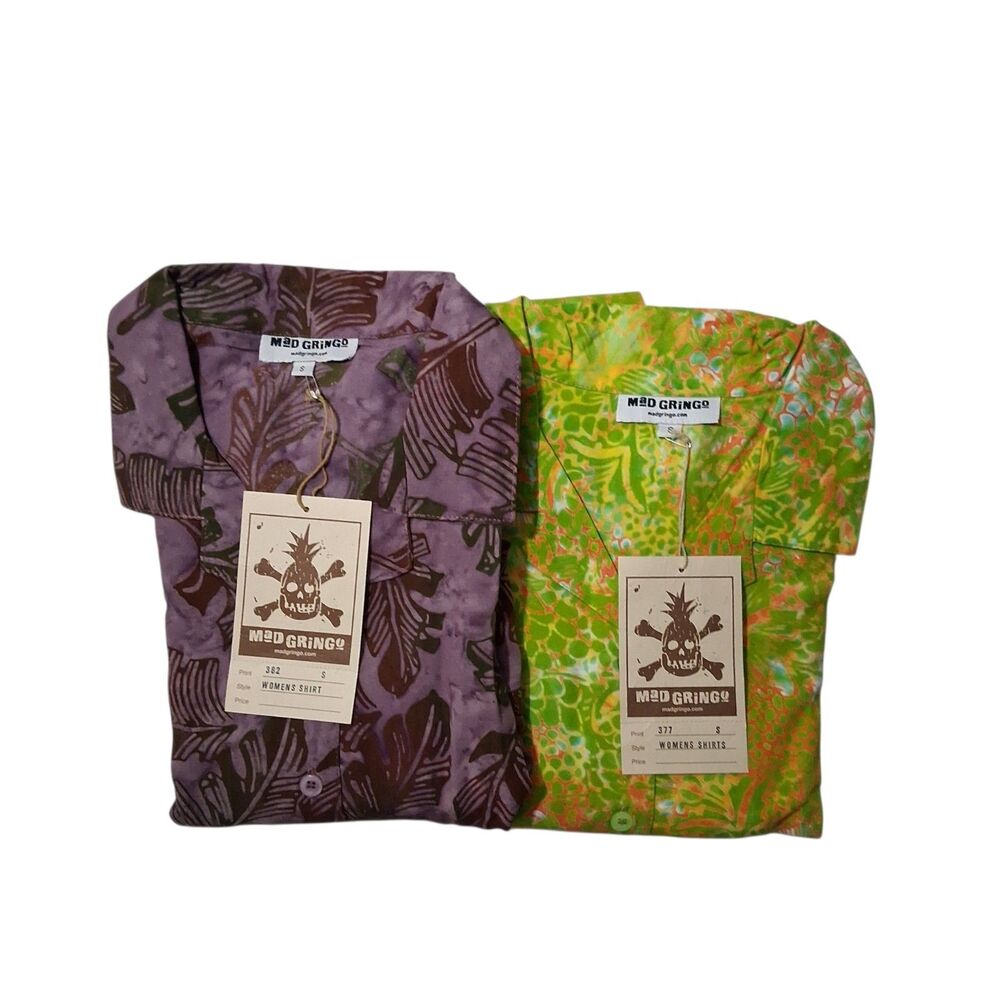Mad Gringo Women's Lot Of 2 Small Hawaiian Shirts NEW WITH TAGS Button Up